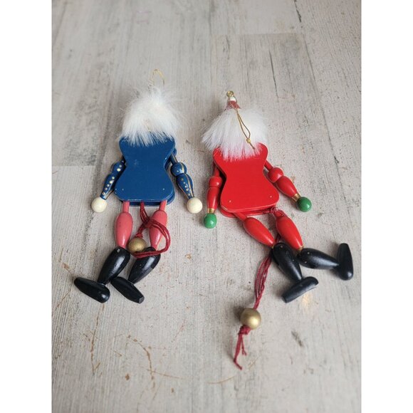 Pull string Nutcracker Santa Claus vintage ornament Xmas set - Picture 7 of 13